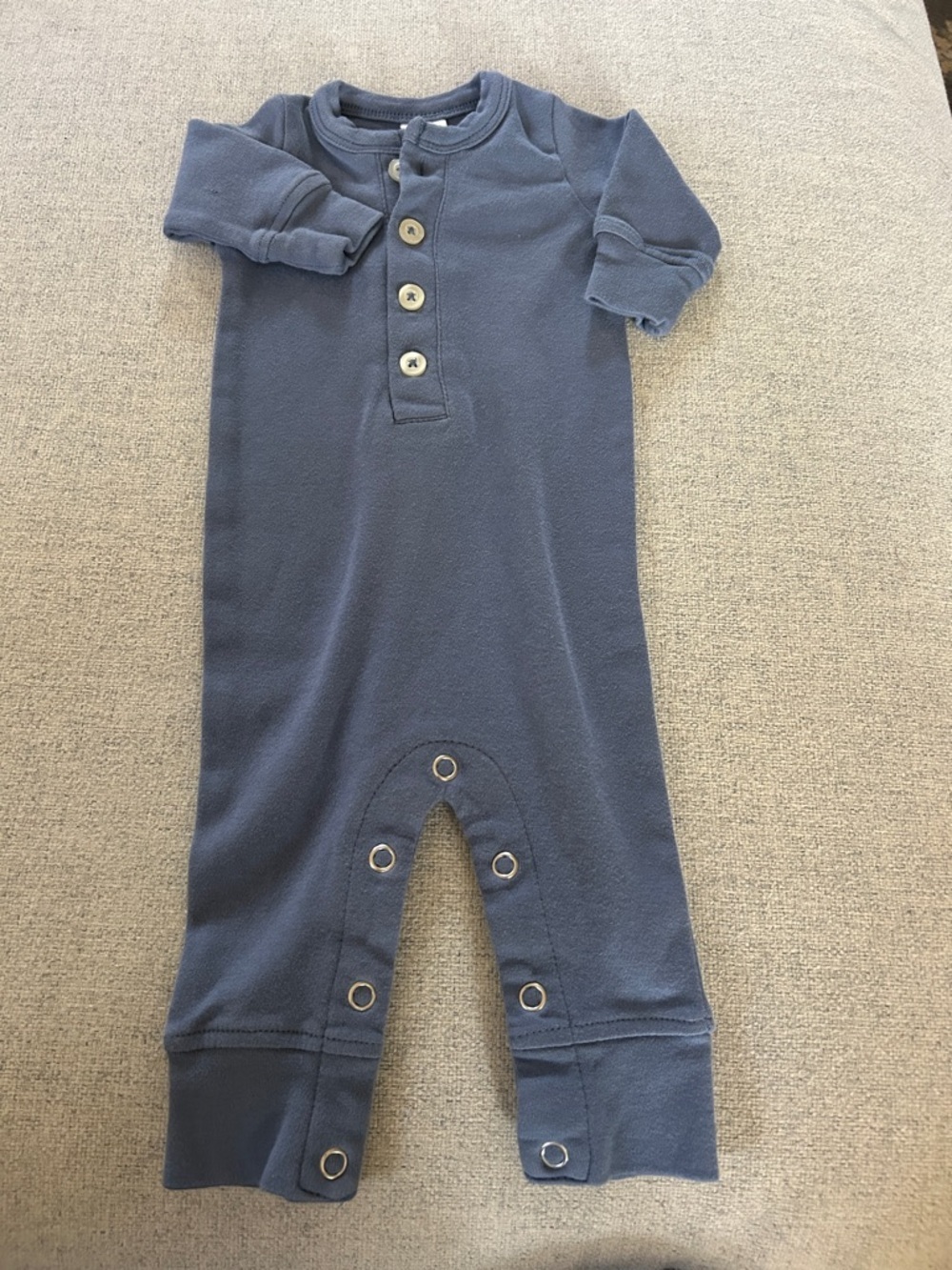 Kate Quinn Organic Cotton Slate Blue Newborn Romper
